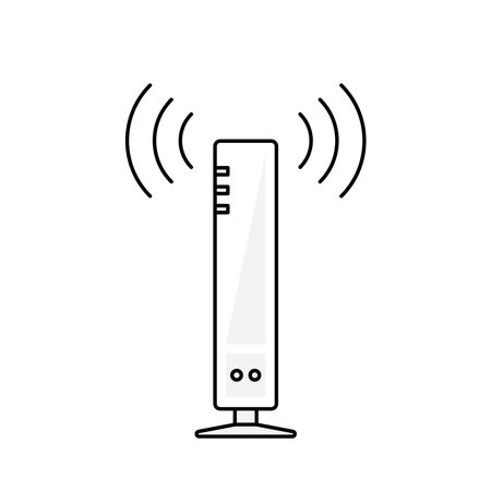 Wireless router clip art. Monochrome outline style.のイラスト素材