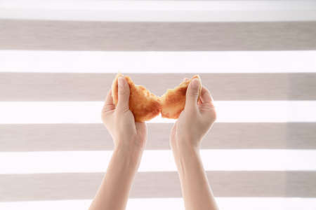 Korean winter street food hotteokの写真素材