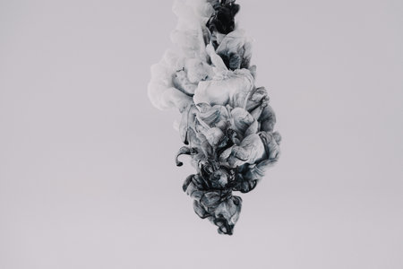 black white smoke on white backgroundの写真素材