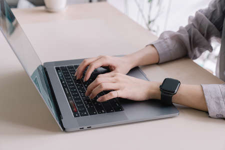 office worker working with laptopの写真素材