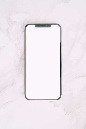 mobile phone on marble backgroundの写真素材