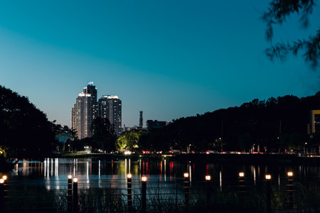 evening view of the lakeのeditorial素材