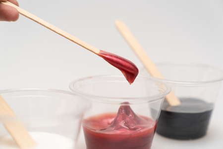 Waxing cream in a transparent bowlの写真素材