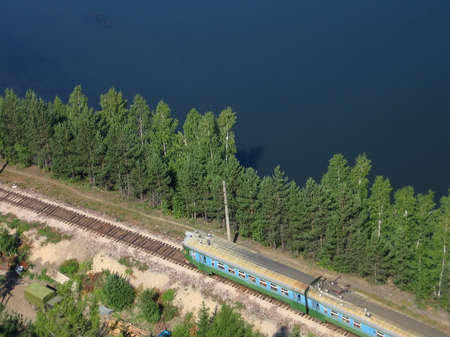 Railway with trainの写真素材