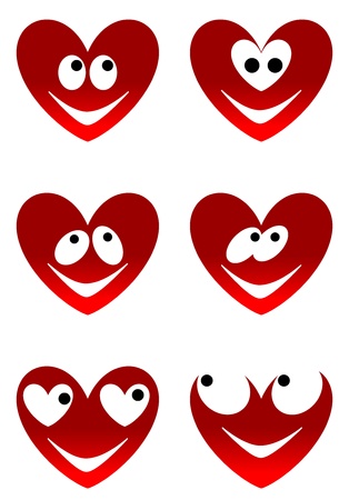 Set of various Valentine red heart smilesのイラスト素材