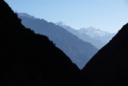 Nevado Veronica mountain from Vayllabamba, or Grassy plains, on Inca trail