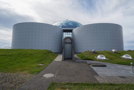 Hot-water tanks on Perlan, with a dome aboveのeditorial素材