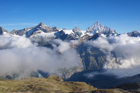 View of Zinalrothorn and Weisshorn from Gornergratの写真素材