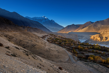 Tangbe village and Kali Gandaki valley, Mustang, Nepalのeditorial素材