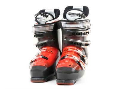 Ski boot isolate on white backgroundの写真素材