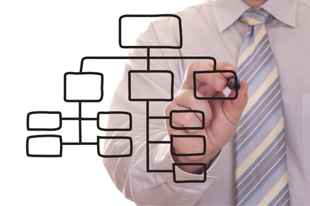 Men drawing a black process diagram
