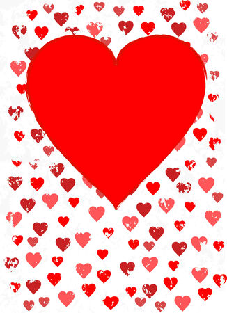 love , backgroun with red grunge hearts のイラスト素材