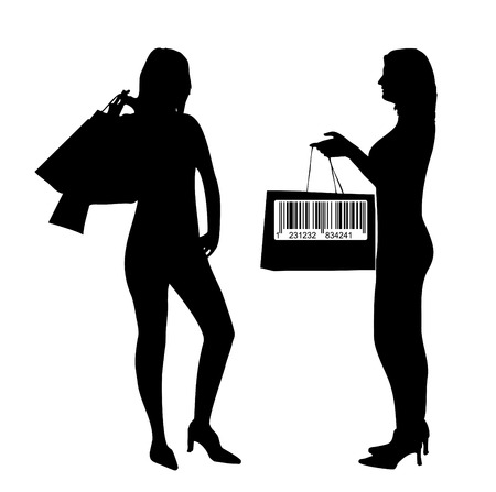 Young women silhouette - shopping conceptのイラスト素材