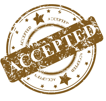 Brown rubber stamp with word Accepted with starsのイラスト素材