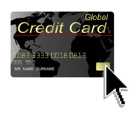 Black credit card vector with computer cursorのイラスト素材