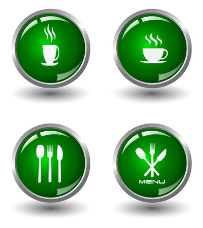 Green and glossy food internet button のイラスト素材