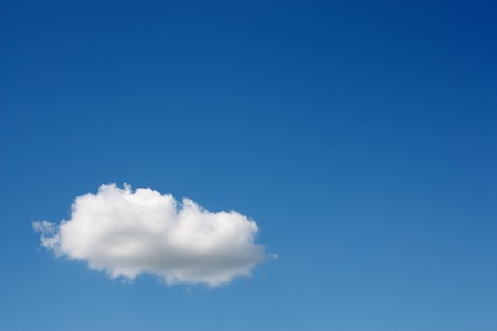  One white cloud in the blue skyの写真素材