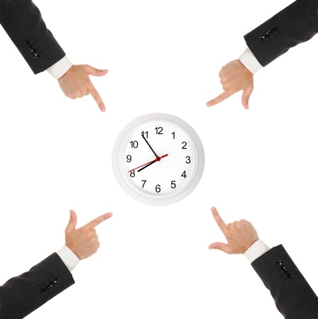 White simple clock, isolated on white backgroundの写真素材