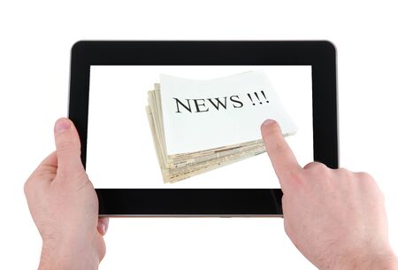 Newspaper in your touch padの写真素材