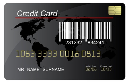 Black credit card vector with bar code , highly detailedのイラスト素材