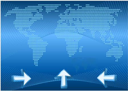 web concept, abstract world map with arrows