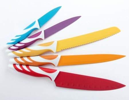 Collection of colorfull kitchen knivesの写真素材