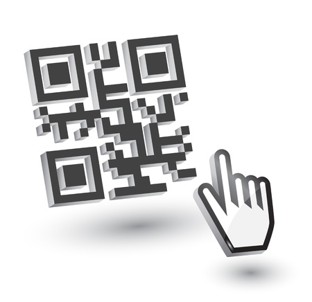 3D QR Code with hand arrowのイラスト素材