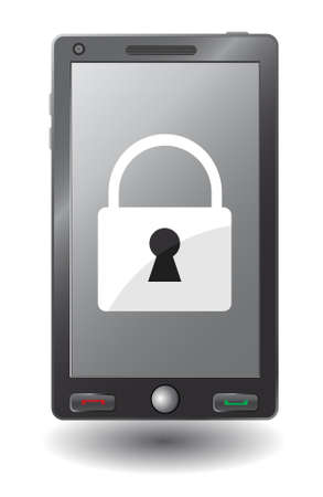 smartphone with padlock on display  Mobile security concept のイラスト素材