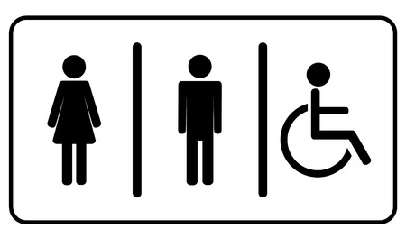 Man, Woman and invalid one, restroom toilet symbol のイラスト素材