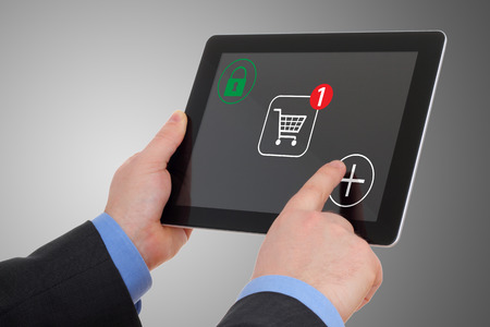 Shopping over the Internet, on your tablet pcの写真素材