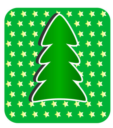 Modern Christmas Tree on green and stars backgroundのイラスト素材