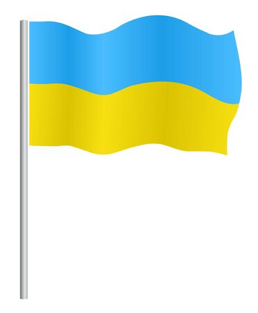Flag of Ukraine with flagpole, on  white backgroundのイラスト素材
