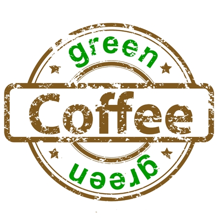 grunge rubber stamp with text green coffeeのイラスト素材
