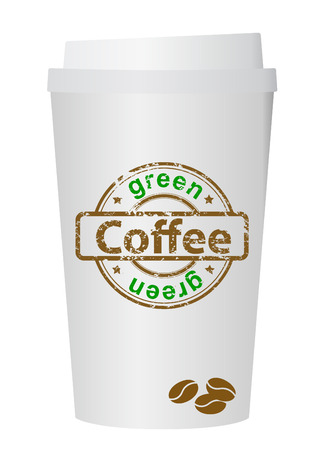 A coffee cup vector illustration with the words green coffeeのイラスト素材