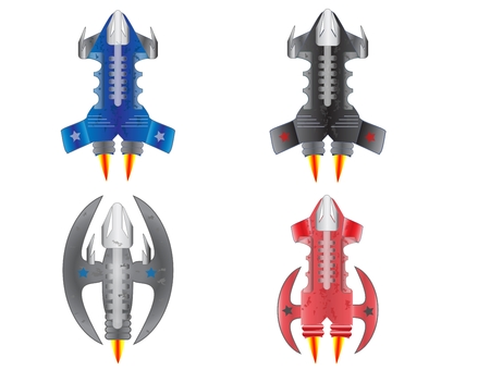 space rockets - set, vector illustrationsのイラスト素材