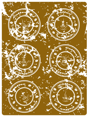 Brown grunge background  with coffee stampsのイラスト素材