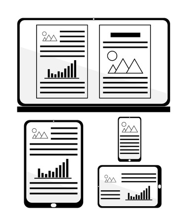 Modern electronic devices presenting content adjusted to screen sizeのイラスト素材