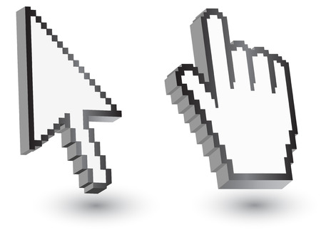 Pixel cursors icons: mouse hand arrow Vector Illustrations.のイラスト素材