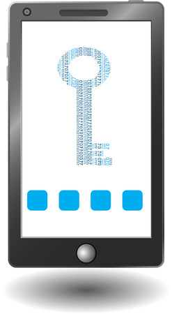 vector smartphone with virtual security key, iconのイラスト素材