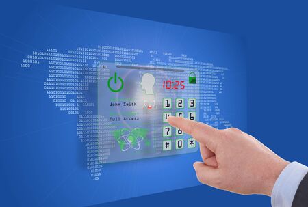 touch screen computer as Internet security online business conceptの写真素材