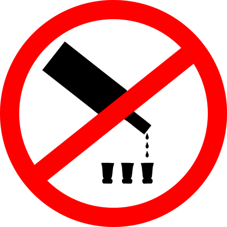 No drinking sign. No alcohol sign isolated on white background. Vector illustrationのイラスト素材