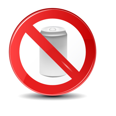 Soda can no trashing vector icon. Prohibition sign iconのイラスト素材