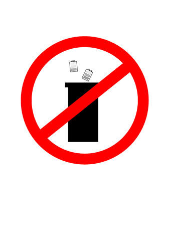 Do not litter sign, ban on disposing of the battery. Prohibition sign icon.のイラスト素材