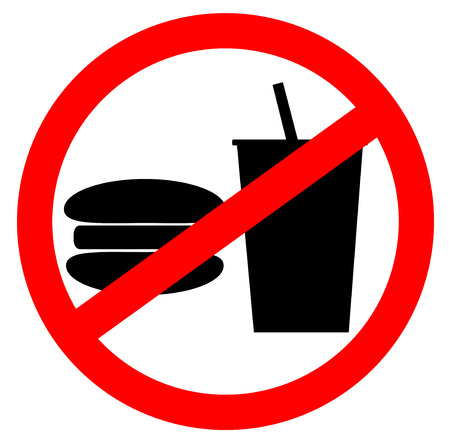 Food and Drink Prohibition Sign.のイラスト素材