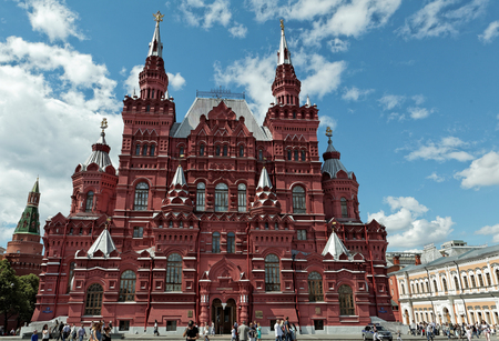 The building of the State historical Museum on red square in Moscowの写真素材