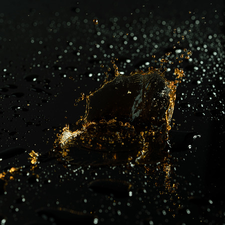 Water Splash closeup on black backgroundの写真素材