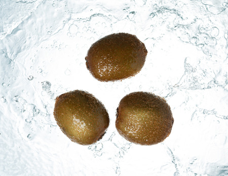 Kiwi Water Splash on White Backgroundの写真素材