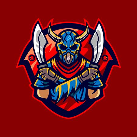 sword warrior vector logo illustrationのイラスト素材