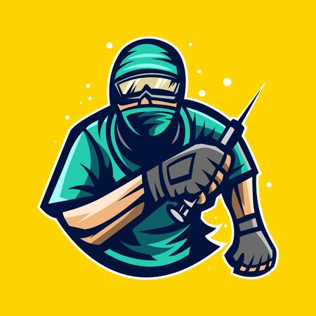 rebel doctor ready to fighting covid-19 illustration vectorのイラスト素材