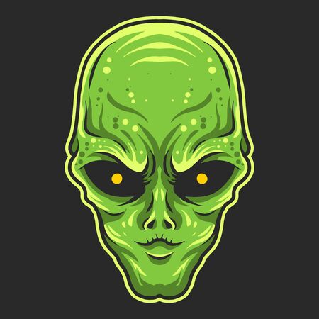 alien head vector illustration isolated on dark backgroundの写真素材